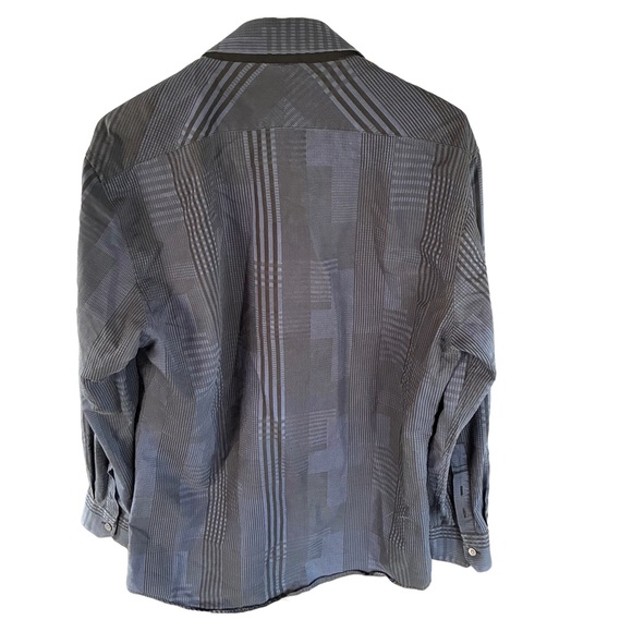 7 Diamonds Men’s Button Up Shirt Medium Dark Blue/Black Stretch Performance - Picture 3 of 4